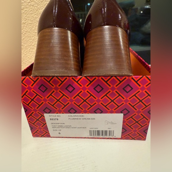 Tory Burch Maroon and Gold Studded Loafers - Picture 7 of 10